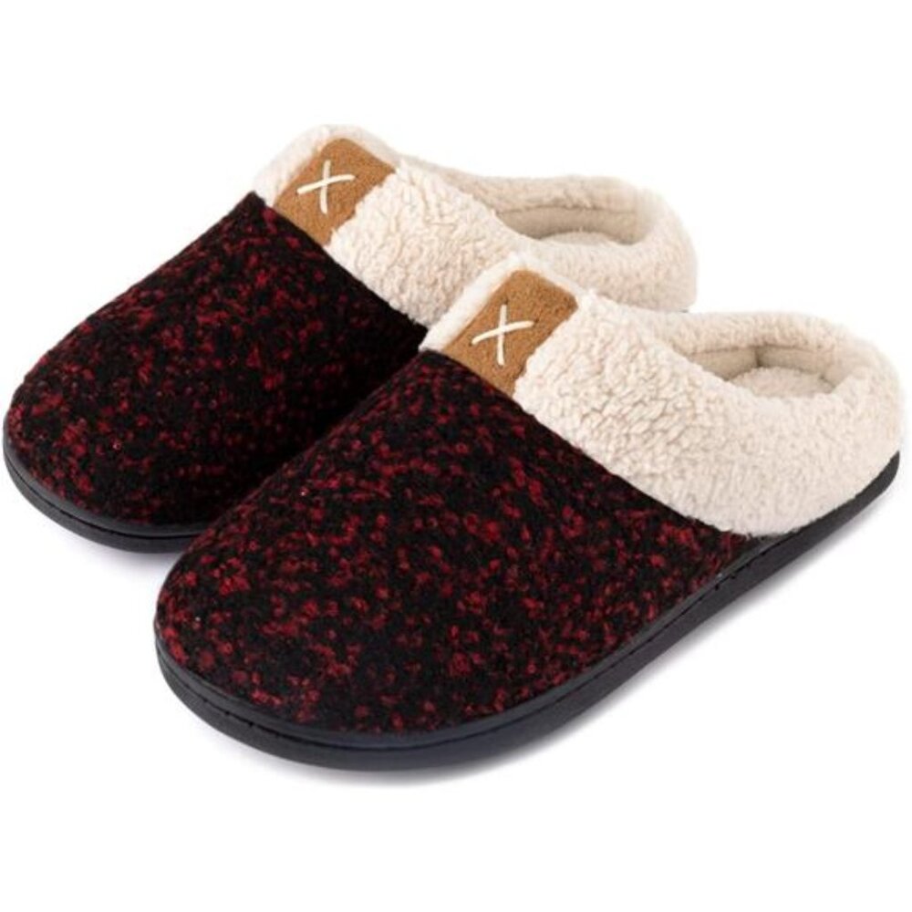 Women's Indoor Bedroom Slipper with Memory Foam, Red